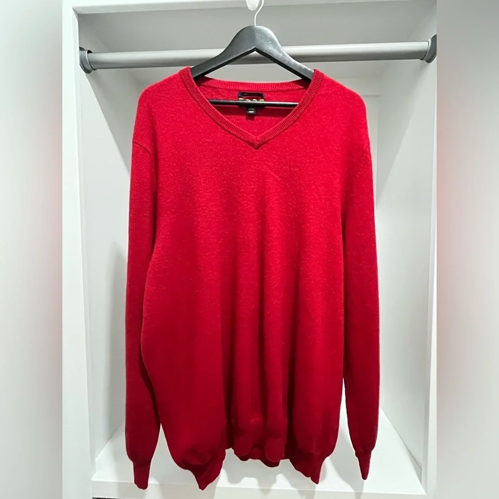 Club Room V-Neck 100% Cashmere Pullover Sweater Red Size XXXL